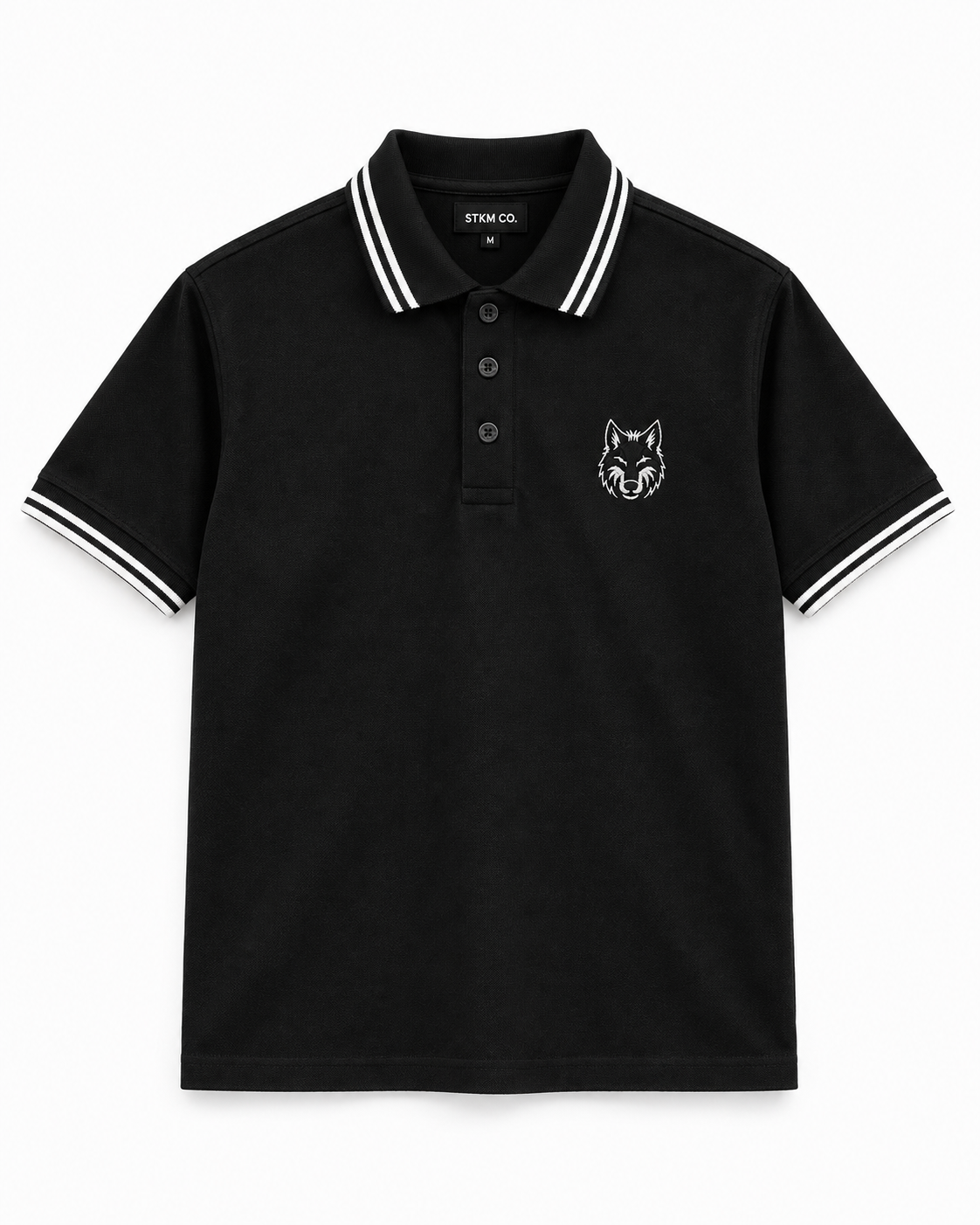 SHADE DOUBLE STRIPE POLO pique black/ White - Regular fit