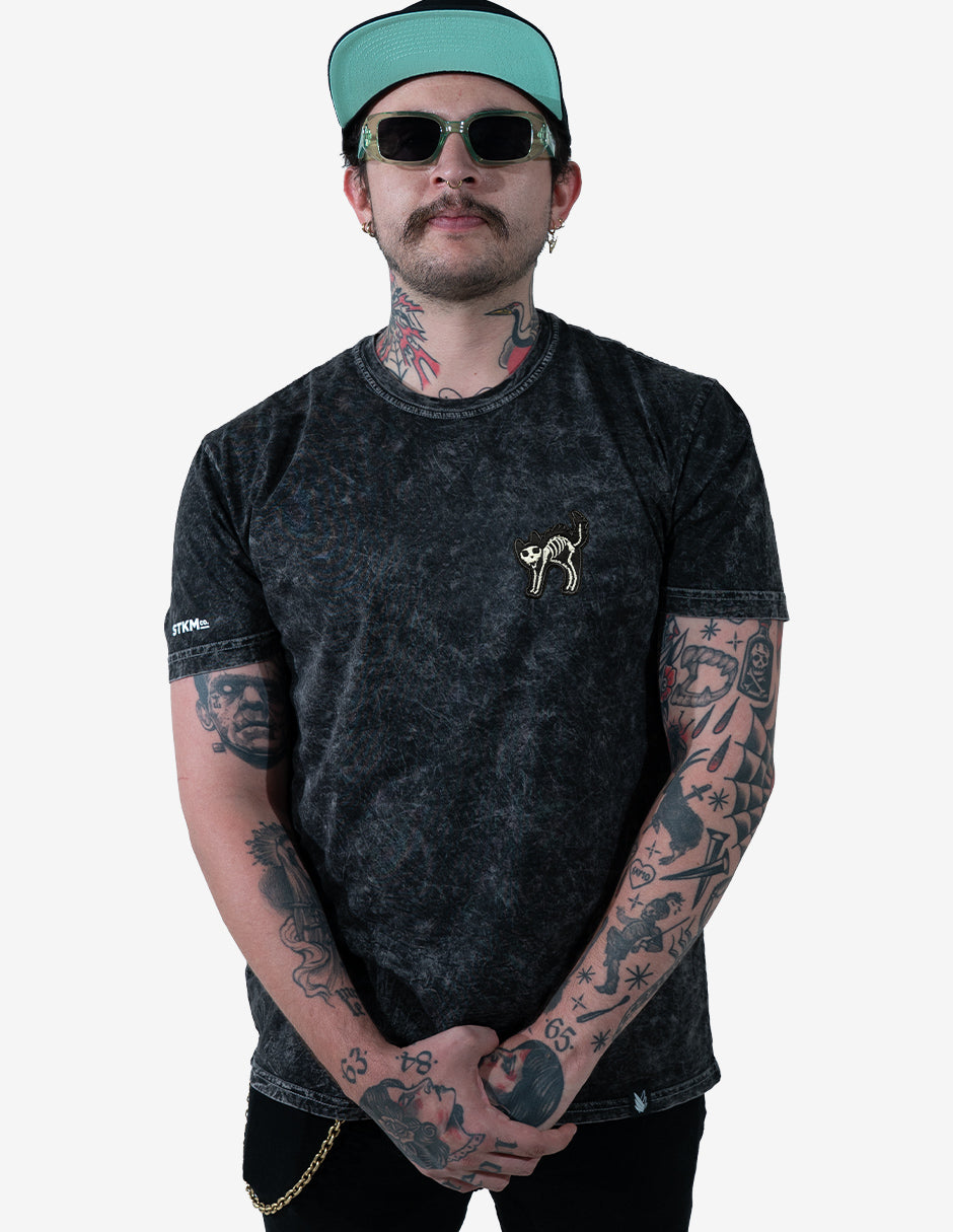 Skeleton Cat Glow Mineral wash (bordado)