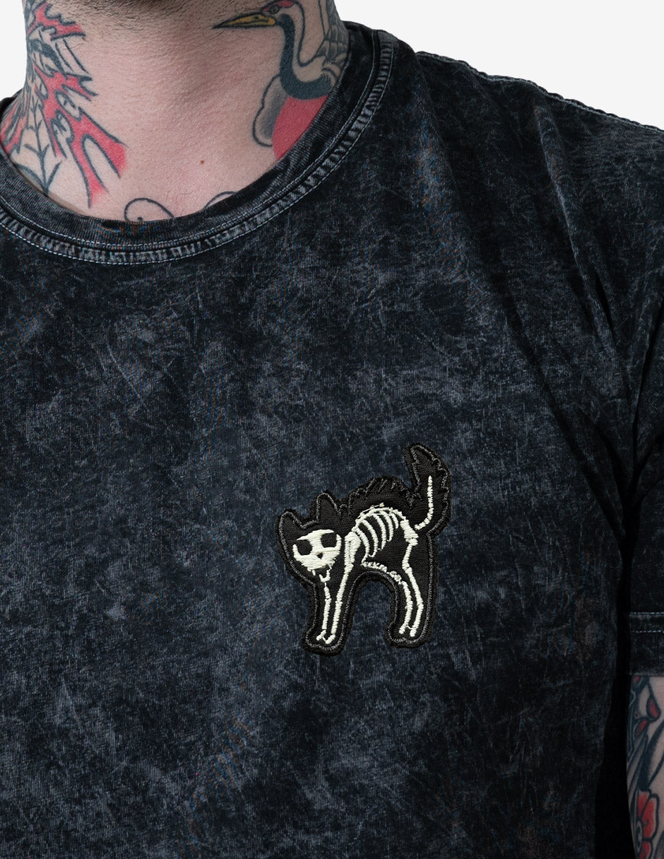 Skeleton Cat Glow Mineral wash (bordado)