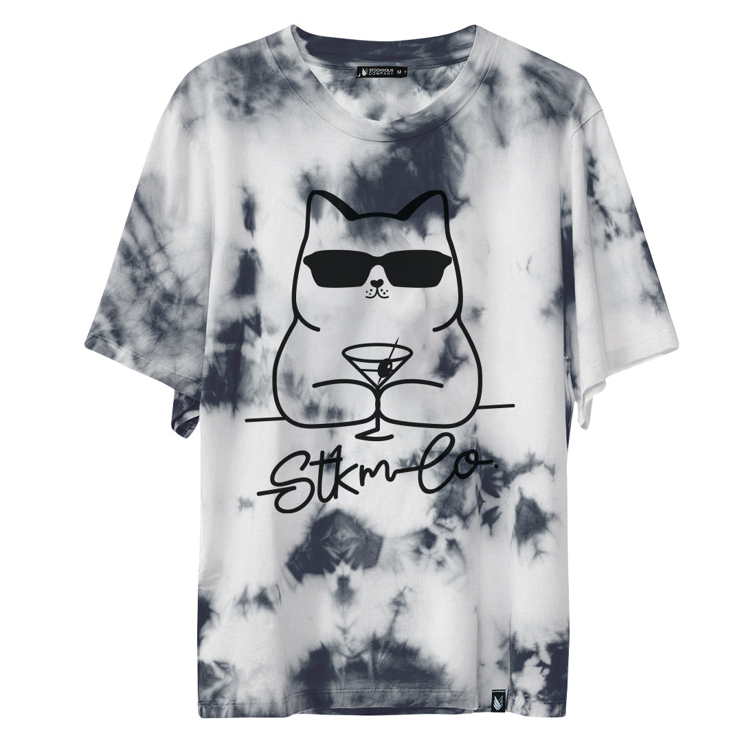 Martini cat tie dye - Stockholm Co. - Playera - animals, hombre, mujer, playera, stkm originals, tie dye